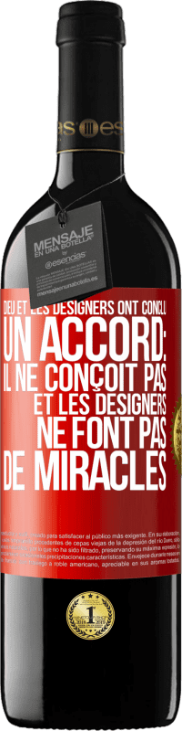 Envoi gratuit | Vin rouge Édition RED MBE Réserve Dieu et les designers ont conclu un accord: il ne conçoit pas et les designers ne font pas de miracles Étiquette Rouge. Étiquette personnalisable Réserve 12 Mois Récolte 2014 Tempranillo