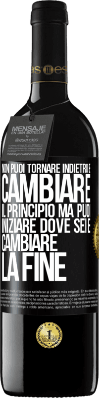 39,95 € Spedizione Gratuita | Vino rosso Edizione RED MBE Riserva Non puoi tornare indietro e cambiare il principio. Ma puoi iniziare dove sei e cambiare la fine Etichetta Nera. Etichetta personalizzabile Riserva 12 Mesi Raccogliere 2016 Tempranillo