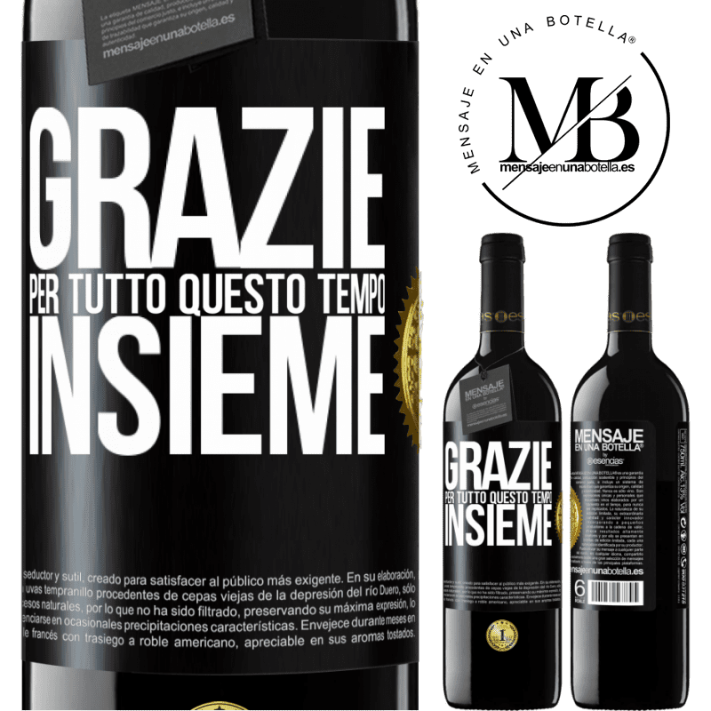 39,95 € Spedizione Gratuita | Vino rosso Edizione RED MBE Riserva Grazie per tutto questo tempo insieme Etichetta Nera. Etichetta personalizzabile Riserva 12 Mesi Raccogliere 2016 Tempranillo