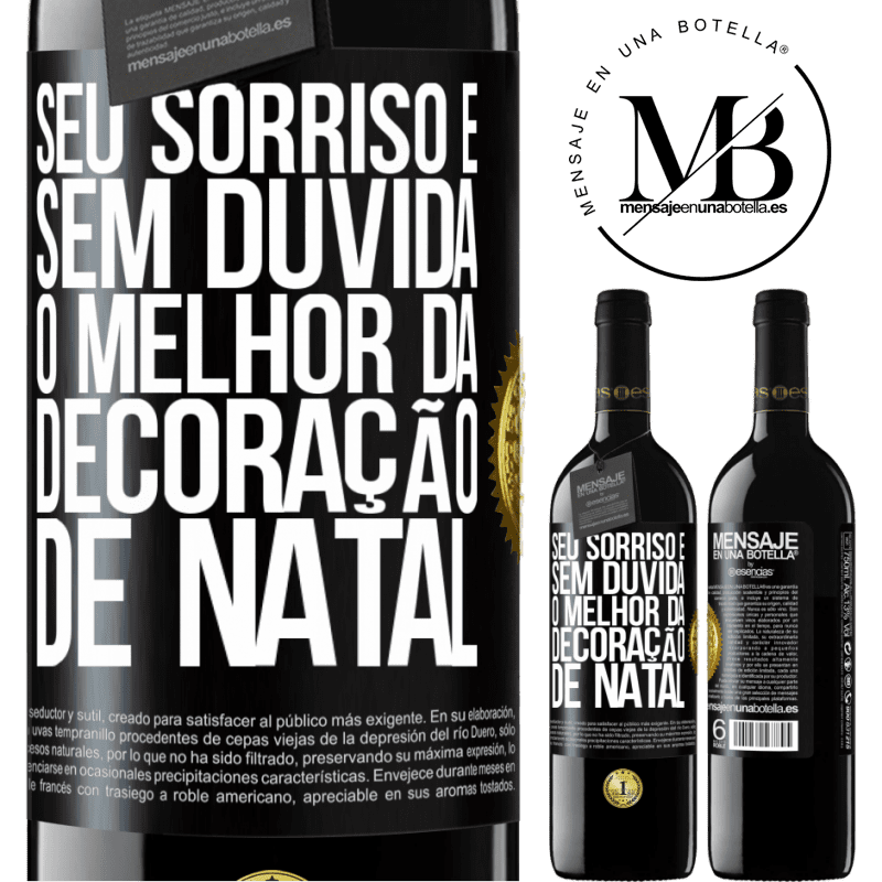 39,95 € Envio grátis | Vinho tinto Edição RED MBE Reserva Seu sorriso é, sem dúvida, o melhor da decoração de Natal Etiqueta Preta. Etiqueta personalizável Reserva 12 Meses Colheita 2014 Tempranillo