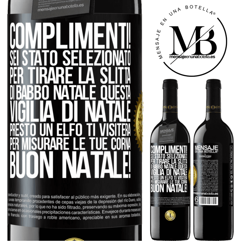 39,95 € Spedizione Gratuita | Vino rosso Edizione RED MBE Riserva Complimenti! Sei stato selezionato per tirare la slitta di Babbo Natale questa vigilia di Natale. Presto un elfo ti visiterà Etichetta Nera. Etichetta personalizzabile Riserva 12 Mesi Raccogliere 2014 Tempranillo