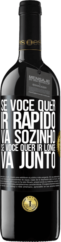 39,95 € | Vinho tinto Edição RED MBE Reserva Se você quer ir rápido, vá sozinho. Se você quer ir longe, vá junto Etiqueta Preta. Etiqueta personalizável Reserva 12 Meses Colheita 2015 Tempranillo