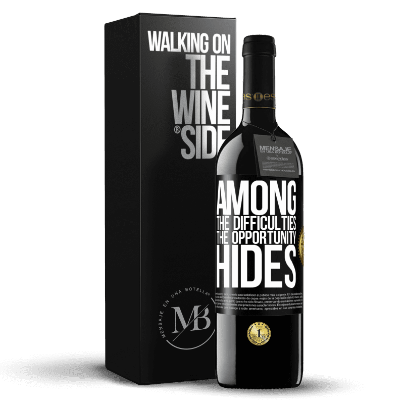 39,95 € Free Shipping | Red Wine RED Edition MBE Reserve Among the difficulties the opportunity hides Black Label. Customizable label Reserve 12 Months Harvest 2014 Tempranillo