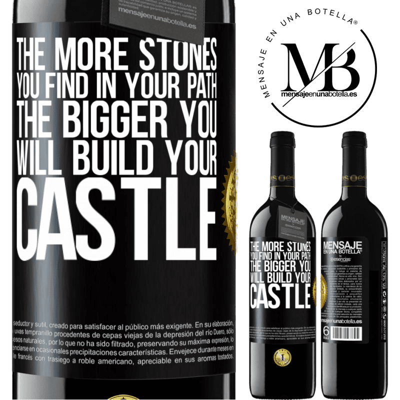 24,95 € Free Shipping | Red Wine RED Edition Crianza 6 Months The more stones you find in your path, the bigger you will build your castle Black Label. Customizable label Aging in oak barrels 6 Months Harvest 2019 Tempranillo