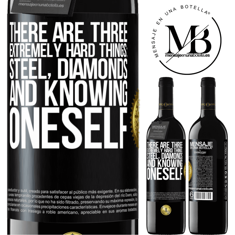 24,95 € Free Shipping | Red Wine RED Edition Crianza 6 Months There are three extremely hard things: steel, diamonds, and knowing oneself Black Label. Customizable label Aging in oak barrels 6 Months Harvest 2019 Tempranillo