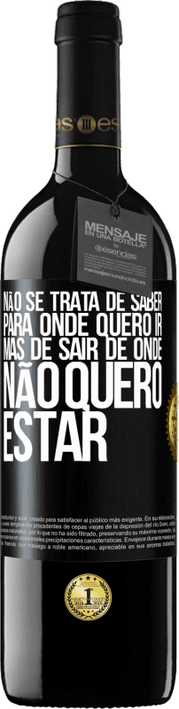 39,95 € | Vinho tinto Edição RED MBE Reserva Não se trata de saber para onde quero ir, mas de sair de onde não quero estar Etiqueta Preta. Etiqueta personalizável Reserva 12 Meses Colheita 2016 Tempranillo
