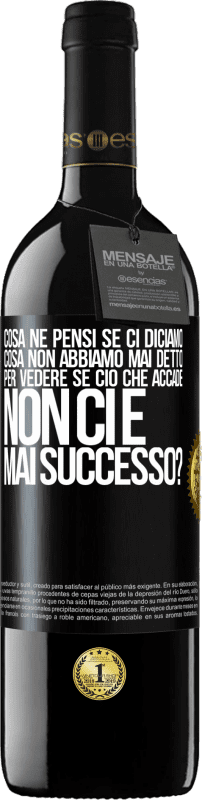 «cosa ne pensi se ci diciamo cosa non abbiamo mai detto, per vedere se ciò che accade non ci è mai successo?» Edizione RED MBE Riserva