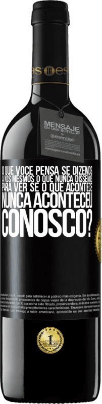 Envio grátis | Vinho tinto Edição RED MBE Reserva o que você pensa se dizemos a nós mesmos o que nunca dissemos, para ver se o que acontece nunca aconteceu conosco? Etiqueta Preta. Etiqueta personalizável Reserva 12 Meses Colheita 2014 Tempranillo