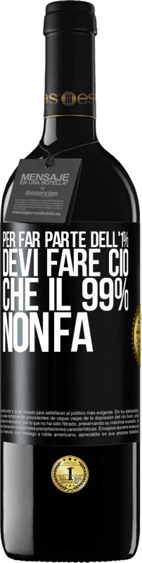 39,95 € | Vino rosso Edizione RED MBE Riserva Per far parte dell'1% devi fare ciò che il 99% non fa Etichetta Nera. Etichetta personalizzabile Riserva 12 Mesi Raccogliere 2015 Tempranillo