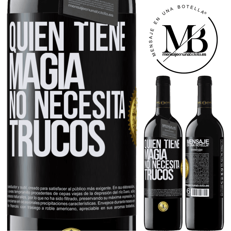 39,95 € Envío gratis | Vino Tinto Edición RED MBE Reserva Quien tiene magia no necesita trucos Etiqueta Negra. Etiqueta personalizable Reserva 12 Meses Cosecha 2014 Tempranillo