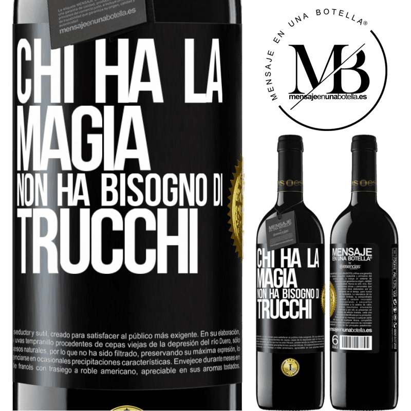 39,95 € Spedizione Gratuita | Vino rosso Edizione RED MBE Riserva Chi ha la magia non ha bisogno di trucchi Etichetta Nera. Etichetta personalizzabile Riserva 12 Mesi Raccogliere 2014 Tempranillo