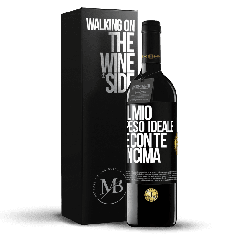 39,95 € Spedizione Gratuita | Vino rosso Edizione RED MBE Riserva Il mio peso ideale è con te in cima Etichetta Nera. Etichetta personalizzabile Riserva 12 Mesi Raccogliere 2015 Tempranillo