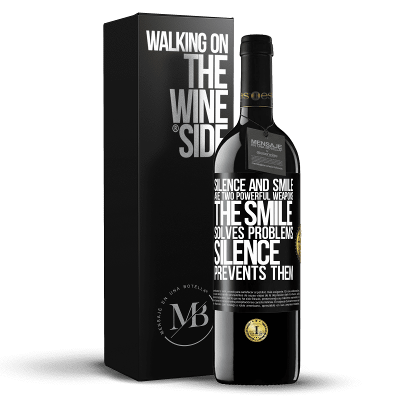 39,95 € Free Shipping | Red Wine RED Edition MBE Reserve Silence and smile are two powerful weapons. The smile solves problems, silence prevents them Black Label. Customizable label Reserve 12 Months Harvest 2014 Tempranillo