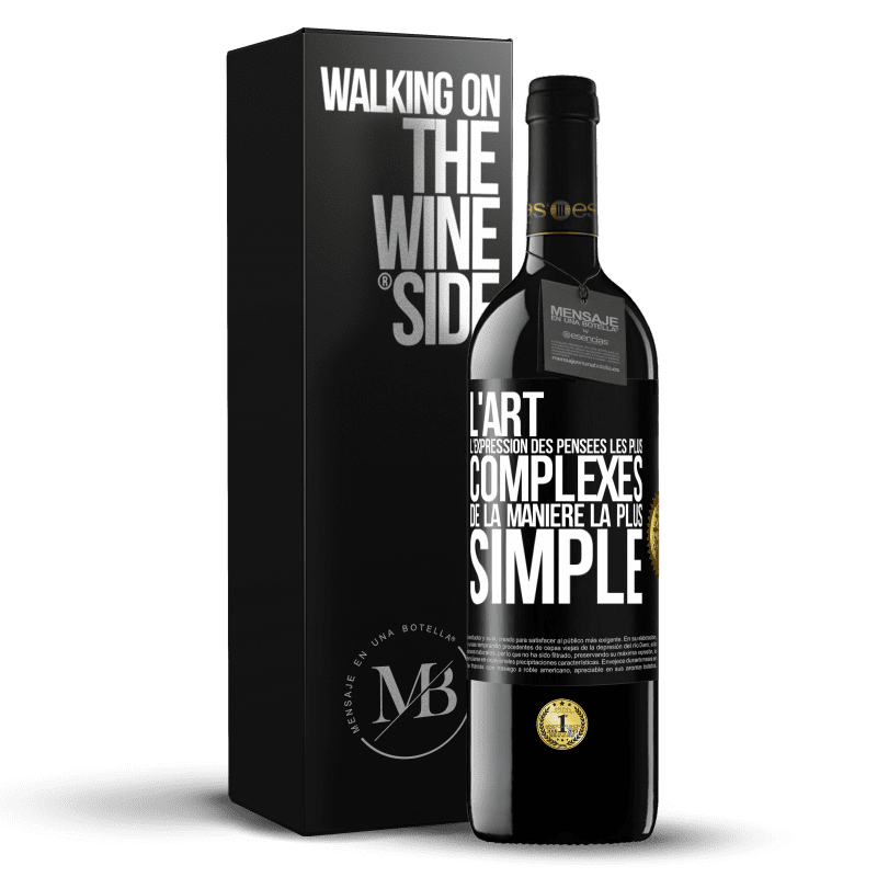 39,95 € Envoi gratuit | Vin rouge Édition RED MBE Réserve L'ART. L'expression des pensées les plus complexes de la manière la plus simple Étiquette Noire. Étiquette personnalisable Réserve 12 Mois Récolte 2015 Tempranillo