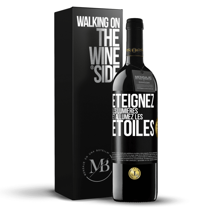 39,95 € Envoi gratuit | Vin rouge Édition RED MBE Réserve Éteignez les lumières et allumez les étoiles Étiquette Noire. Étiquette personnalisable Réserve 12 Mois Récolte 2015 Tempranillo