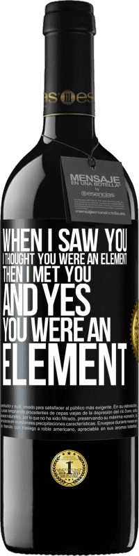 Free Shipping | Red Wine RED Edition MBE Reserve When I saw you, I thought you were an element. Then I met you and yes you were an element Black Label. Customizable label Reserve 12 Months Harvest 2014 Tempranillo