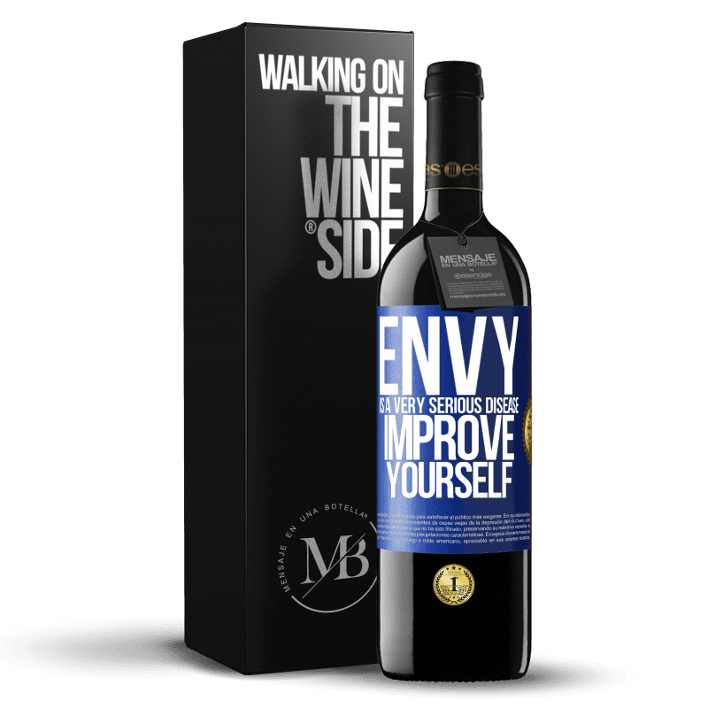 39,95 € Free Shipping | Red Wine RED Edition MBE Reserve Envy is a very serious disease, improve yourself Blue Label. Customizable label Reserve 12 Months Harvest 2015 Tempranillo