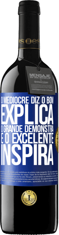 Envio grátis | Vinho tinto Edição RED MBE Reserva O medíocre diz, o bom explica, o grande demonstra e o excelente inspira Etiqueta Azul. Etiqueta personalizável Reserva 12 Meses Colheita 2014 Tempranillo