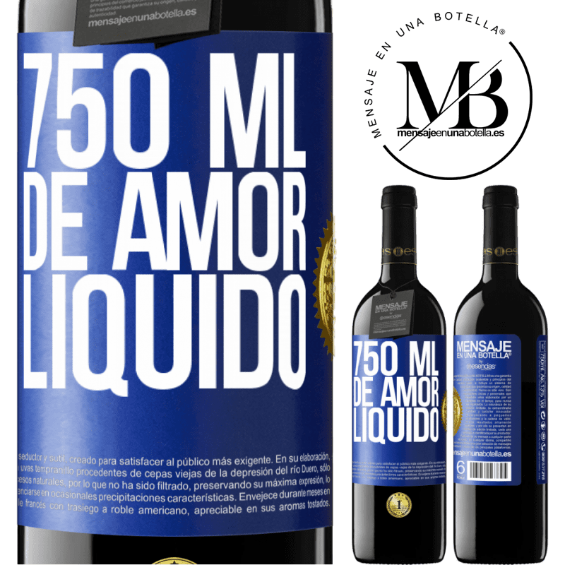 39,95 € Envio grátis | Vinho tinto Edição RED MBE Reserva 750 ml de amor líquido Etiqueta Azul. Etiqueta personalizável Reserva 12 Meses Colheita 2016 Tempranillo