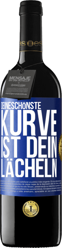 39,95 € Kostenloser Versand | Rotwein RED Ausgabe MBE Reserve Deineschönste Kurve ist dein Lächeln Blaue Markierung. Anpassbares Etikett Reserve 12 Monate Ernte 2016 Tempranillo