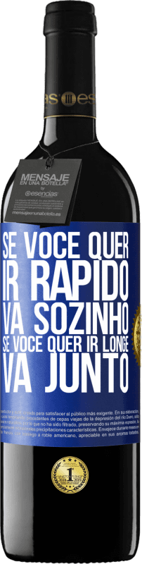 39,95 € | Vinho tinto Edição RED MBE Reserva Se você quer ir rápido, vá sozinho. Se você quer ir longe, vá junto Etiqueta Azul. Etiqueta personalizável Reserva 12 Meses Colheita 2016 Tempranillo