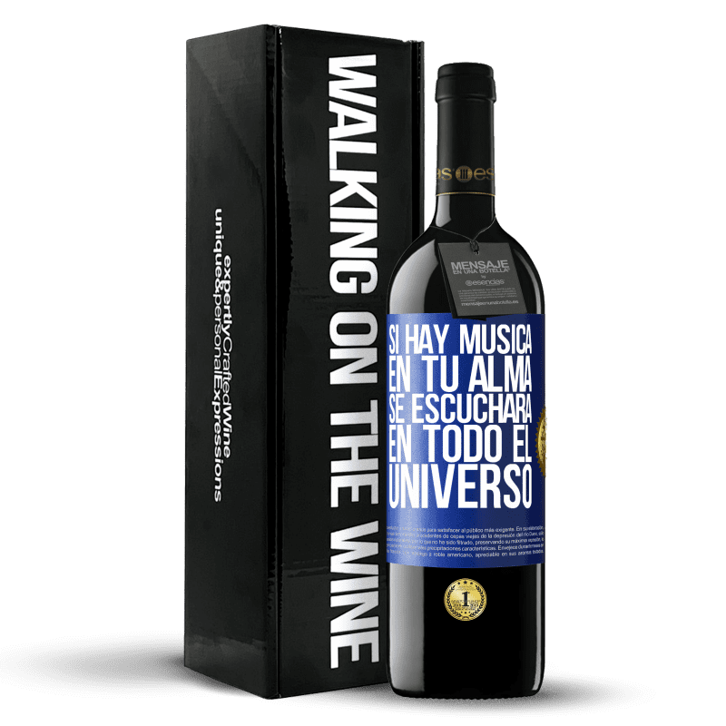 39,95 € Envío gratis | Vino Tinto Edición RED MBE Reserva Si hay música en tu alma, se escuchará en todo el universo Etiqueta Azul. Etiqueta personalizable Reserva 12 Meses Cosecha 2015 Tempranillo