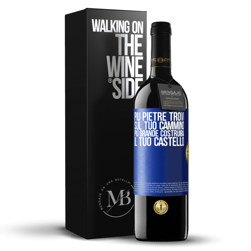 39,95 € Spedizione Gratuita | Vino rosso Edizione RED MBE Riserva Più pietre trovi sul tuo cammino, più grande costruirai il tuo castello Etichetta Blu. Etichetta personalizzabile Riserva 12 Mesi Raccogliere 2016 Tempranillo