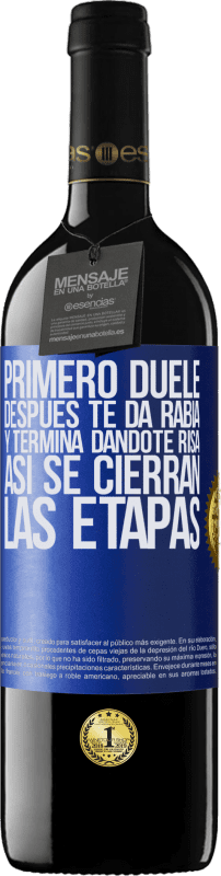 39,95 € | Vino Tinto Edición RED MBE Reserva Primero duele, después te da rabia, y termina dándote risa. Así se cierran las etapas Etiqueta Azul. Etiqueta personalizable Reserva 12 Meses Cosecha 2015 Tempranillo