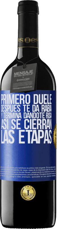 39,95 € | Vino Tinto Edición RED MBE Reserva Primero duele, después te da rabia, y termina dándote risa. Así se cierran las etapas Etiqueta Azul. Etiqueta personalizable Reserva 12 Meses Cosecha 2016 Tempranillo
