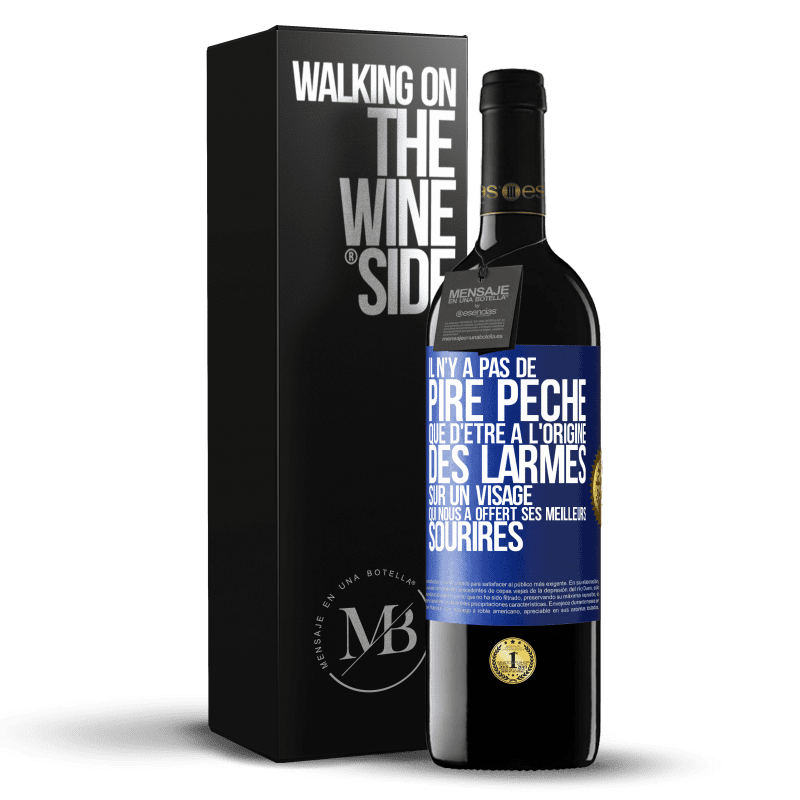 39,95 € Envoi gratuit | Vin rouge Édition RED MBE Réserve Il n'y a pas de pire péché que d'être à l'origine des larmes sur un visage qui nous a offert ses meilleurs sourires Étiquette Bleue. Étiquette personnalisable Réserve 12 Mois Récolte 2015 Tempranillo