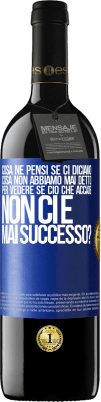 39,95 € | Vino rosso Edizione RED MBE Riserva cosa ne pensi se ci diciamo cosa non abbiamo mai detto, per vedere se ciò che accade non ci è mai successo? Etichetta Blu. Etichetta personalizzabile Riserva 12 Mesi Raccogliere 2015 Tempranillo