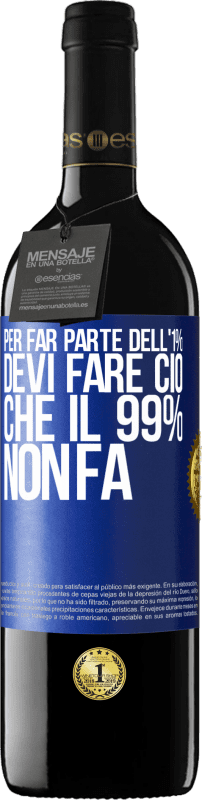 39,95 € Spedizione Gratuita | Vino rosso Edizione RED MBE Riserva Per far parte dell'1% devi fare ciò che il 99% non fa Etichetta Blu. Etichetta personalizzabile Riserva 12 Mesi Raccogliere 2015 Tempranillo