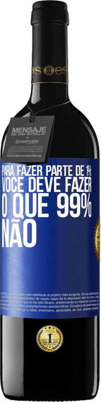 39,95 € Envio grátis | Vinho tinto Edição RED MBE Reserva Para fazer parte de 1%, você deve fazer o que 99% não Etiqueta Azul. Etiqueta personalizável Reserva 12 Meses Colheita 2015 Tempranillo