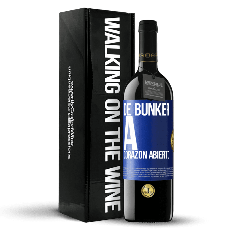 39,95 € Envío gratis | Vino Tinto Edición RED MBE Reserva De búnker a corazon abierto Etiqueta Azul. Etiqueta personalizable Reserva 12 Meses Cosecha 2016 Tempranillo