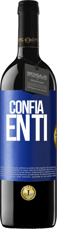 39,95 € Envío gratis | Vino Tinto Edición RED MBE Reserva Confía en ti Etiqueta Azul. Etiqueta personalizable Reserva 12 Meses Cosecha 2014 Tempranillo