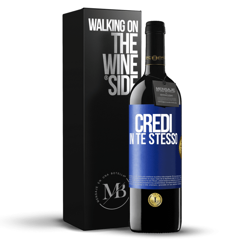 39,95 € Spedizione Gratuita | Vino rosso Edizione RED MBE Riserva Credi in te stesso Etichetta Blu. Etichetta personalizzabile Riserva 12 Mesi Raccogliere 2016 Tempranillo