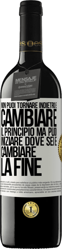 Spedizione Gratuita | Vino rosso Edizione RED MBE Riserva Non puoi tornare indietro e cambiare il principio. Ma puoi iniziare dove sei e cambiare la fine Etichetta Bianca. Etichetta personalizzabile Riserva 12 Mesi Raccogliere 2014 Tempranillo