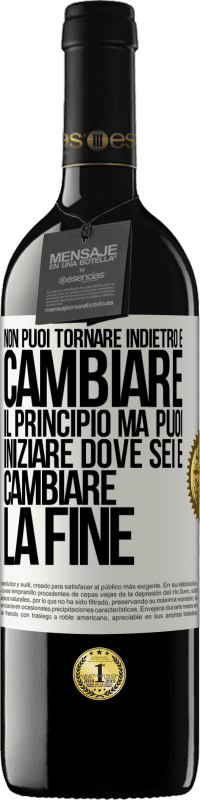 39,95 € Spedizione Gratuita | Vino rosso Edizione RED MBE Riserva Non puoi tornare indietro e cambiare il principio. Ma puoi iniziare dove sei e cambiare la fine Etichetta Bianca. Etichetta personalizzabile Riserva 12 Mesi Raccogliere 2016 Tempranillo