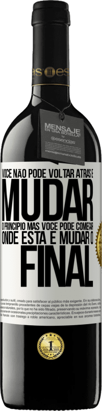 39,95 € | Vinho tinto Edição RED MBE Reserva Você não pode voltar atrás e mudar o princípio. Mas você pode começar onde está e mudar o final Etiqueta Branca. Etiqueta personalizável Reserva 12 Meses Colheita 2015 Tempranillo