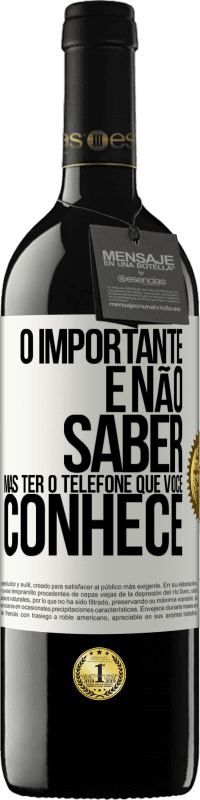 39,95 € | Vinho tinto Edição RED MBE Reserva O importante é não saber, mas ter o telefone que você conhece Etiqueta Branca. Etiqueta personalizável Reserva 12 Meses Colheita 2015 Tempranillo