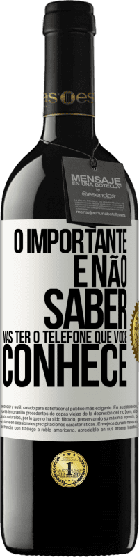 39,95 € | Vinho tinto Edição RED MBE Reserva O importante é não saber, mas ter o telefone que você conhece Etiqueta Branca. Etiqueta personalizável Reserva 12 Meses Colheita 2016 Tempranillo