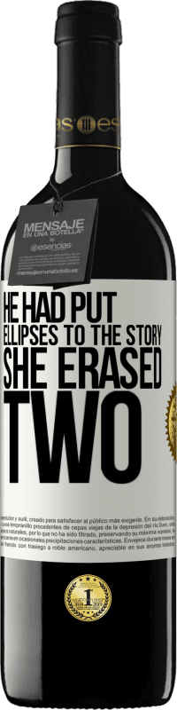 39,95 € | Red Wine RED Edition MBE Reserve he had put ellipses to the story, she erased two White Label. Customizable label Reserve 12 Months Harvest 2015 Tempranillo