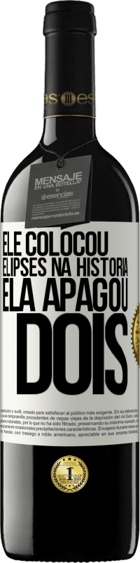 39,95 € | Vinho tinto Edição RED MBE Reserva ele colocou elipses na história, ela apagou dois Etiqueta Branca. Etiqueta personalizável Reserva 12 Meses Colheita 2015 Tempranillo