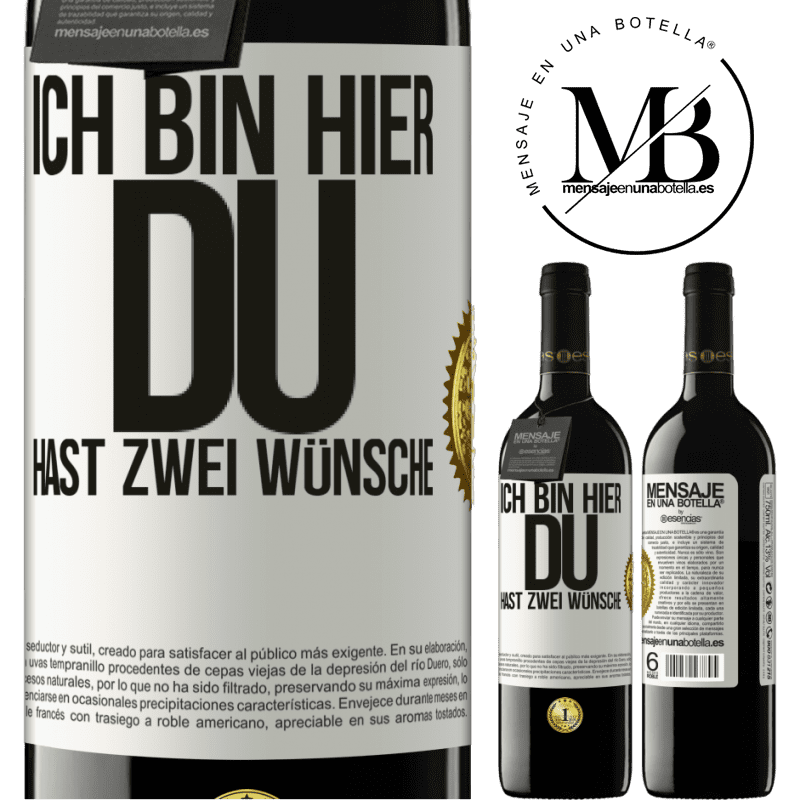 39,95 € Kostenloser Versand | Rotwein RED Ausgabe MBE Reserve Ich bin hier. Du hast zwei Wünsche Weißes Etikett. Anpassbares Etikett Reserve 12 Monate Ernte 2016 Tempranillo