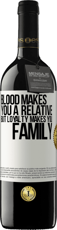 39,95 € | Red Wine RED Edition MBE Reserve Blood makes you a relative, but loyalty makes you family White Label. Customizable label Reserve 12 Months Harvest 2014 Tempranillo