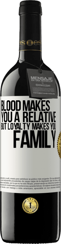 39,95 € | Red Wine RED Edition MBE Reserve Blood makes you a relative, but loyalty makes you family White Label. Customizable label Reserve 12 Months Harvest 2015 Tempranillo