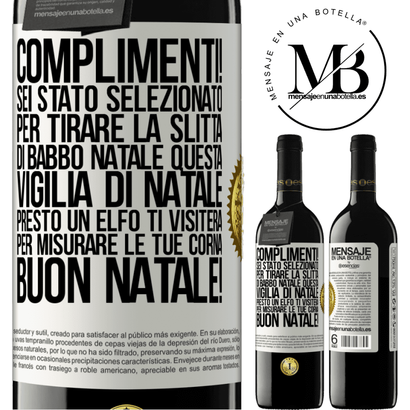 39,95 € Spedizione Gratuita | Vino rosso Edizione RED MBE Riserva Complimenti! Sei stato selezionato per tirare la slitta di Babbo Natale questa vigilia di Natale. Presto un elfo ti visiterà Etichetta Bianca. Etichetta personalizzabile Riserva 12 Mesi Raccogliere 2014 Tempranillo