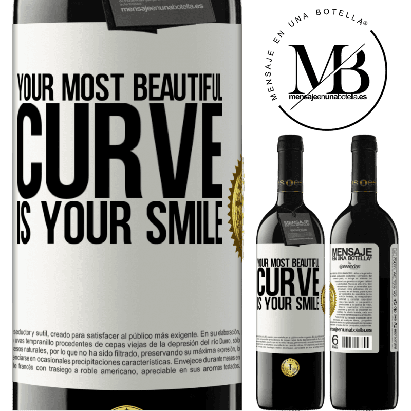 24,95 € Free Shipping | Red Wine RED Edition Crianza 6 Months Your most beautiful curve is your smile White Label. Customizable label Aging in oak barrels 6 Months Harvest 2019 Tempranillo