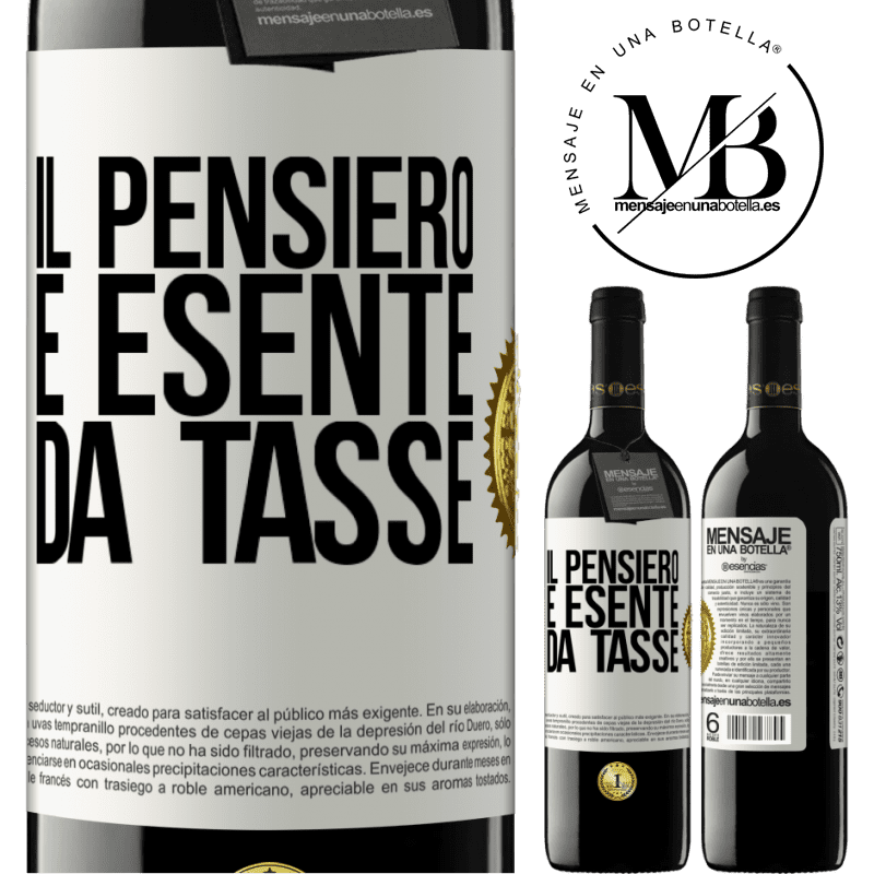 39,95 € Spedizione Gratuita | Vino rosso Edizione RED MBE Riserva Il pensiero è esente da tasse Etichetta Bianca. Etichetta personalizzabile Riserva 12 Mesi Raccogliere 2014 Tempranillo