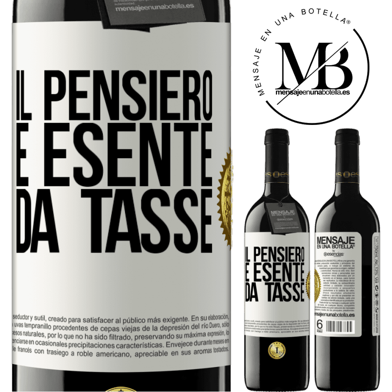 39,95 € Spedizione Gratuita | Vino rosso Edizione RED MBE Riserva Il pensiero è esente da tasse Etichetta Bianca. Etichetta personalizzabile Riserva 12 Mesi Raccogliere 2016 Tempranillo